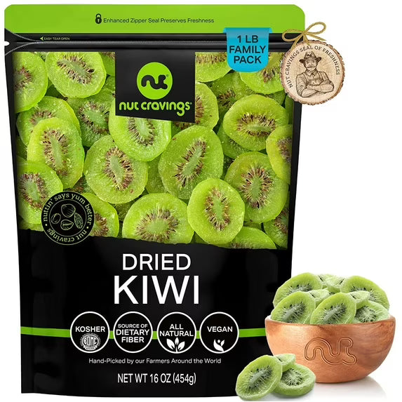 Dried Kiwi Slices, with Sugar Added 48oz, Bulk by Nut Cravings