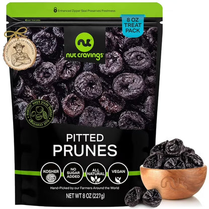Nut Cravings Dried Prunes Pitted Unsweetened, Dry Plums No Sugar Added 8oz