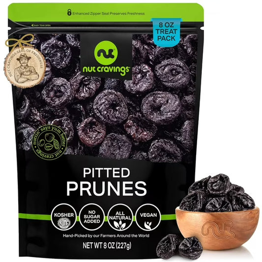 Nut Cravings Dried Prunes Pitted Unsweetened, Dry Plums No Sugar Added 8oz