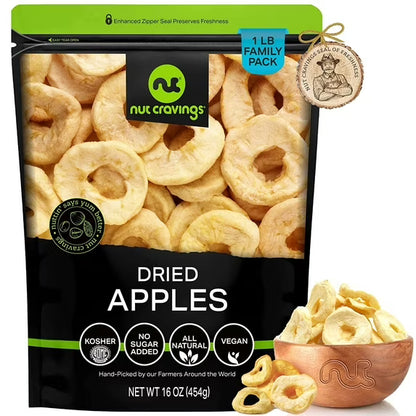 Nut Cravings Sun Dried Apple Rings: Slices, Unsweetened and All Natural (32oz)