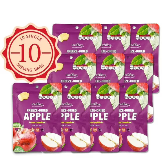 ONETANG Natural Healthy Dehydrated Freeze-Dried Apple Chips, 10 Pack Single-Serve, 0.35oz