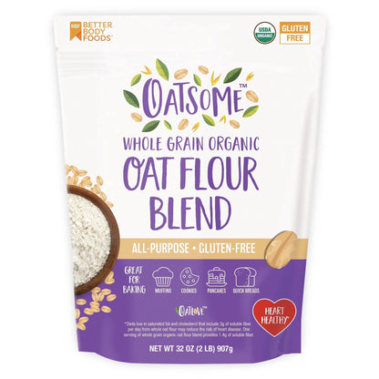 Oatsome Organic Oat Flour Blend, Gluten-Free, All Purpose Flour, 32oz Bag Pack of 3