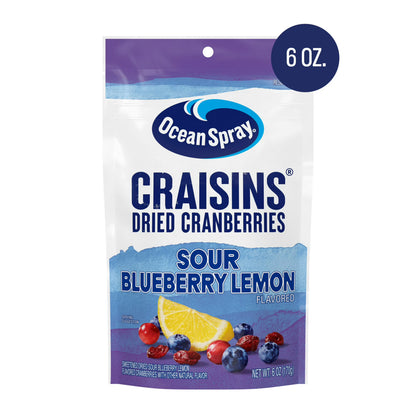 Ocean Spray Sour Blueberry Lemon Flavored Craisins Dried Cranberries, 6oz
