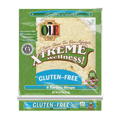 Ole Xtreme Wellness Gluten Free Soft Taco Flour Tortilla Wraps, 9.5 oz, 6 Count