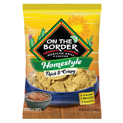 On The Border Homestyle Thick & Crispy Tortilla Chips, Gluten-Free, 16 oz Bag