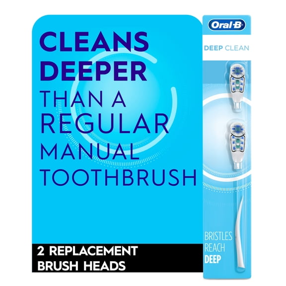 (2 pack) Oral-B Toothbrush Heads, Deep Clean Battery Powered Toothbrush Replacement Brush Heads, 2 Count