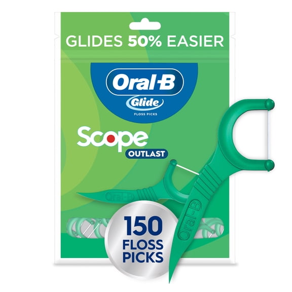(2 pack) Oral‑B Floss, Glide Mint Floss Picks with Scope, 150 Count