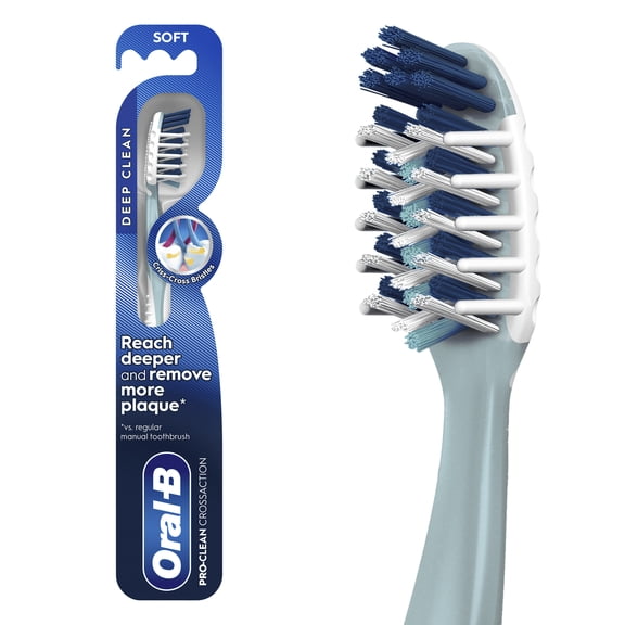 (3 pack) Oral-B Toothbrush Pro Clean CrossAction, Deep Plaque Removal, Soft, 1 Count