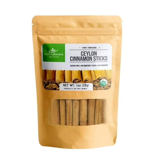 Organic Ceylon cinnamon sticks 3" (1 oz), True Cinnamon, Premium Grade, Harvested & Packed from a USDA Certified Organic