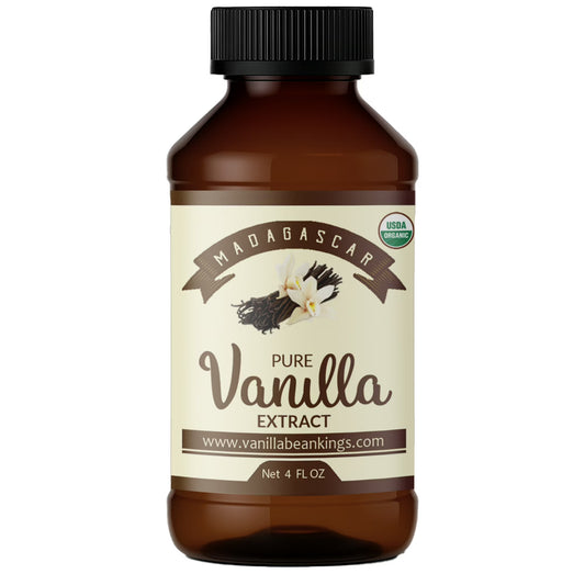 Organic Vanilla Extract - Made with Madagascar Vanilla Beans – For Baking, Desserts, Home Cooking and Chefs - 4 OZ