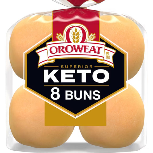 Oroweat Keto Buns, 8 count, White Hot Dog Buns, 12 oz Bag