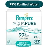 Pampers Aqua Pure Baby Wipes Unscented, 7-Pack, 392 Total Count (Select for More Options)