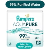 Pampers Aqua Pure Baby Wipes Unscented, 2-Pack, 112 Total Wipes (Select for More Options)