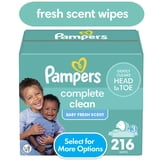 Pampers Complete Clean Baby Fresh Baby Wipes 3-Pack 216 Wipes (Select for More Options)