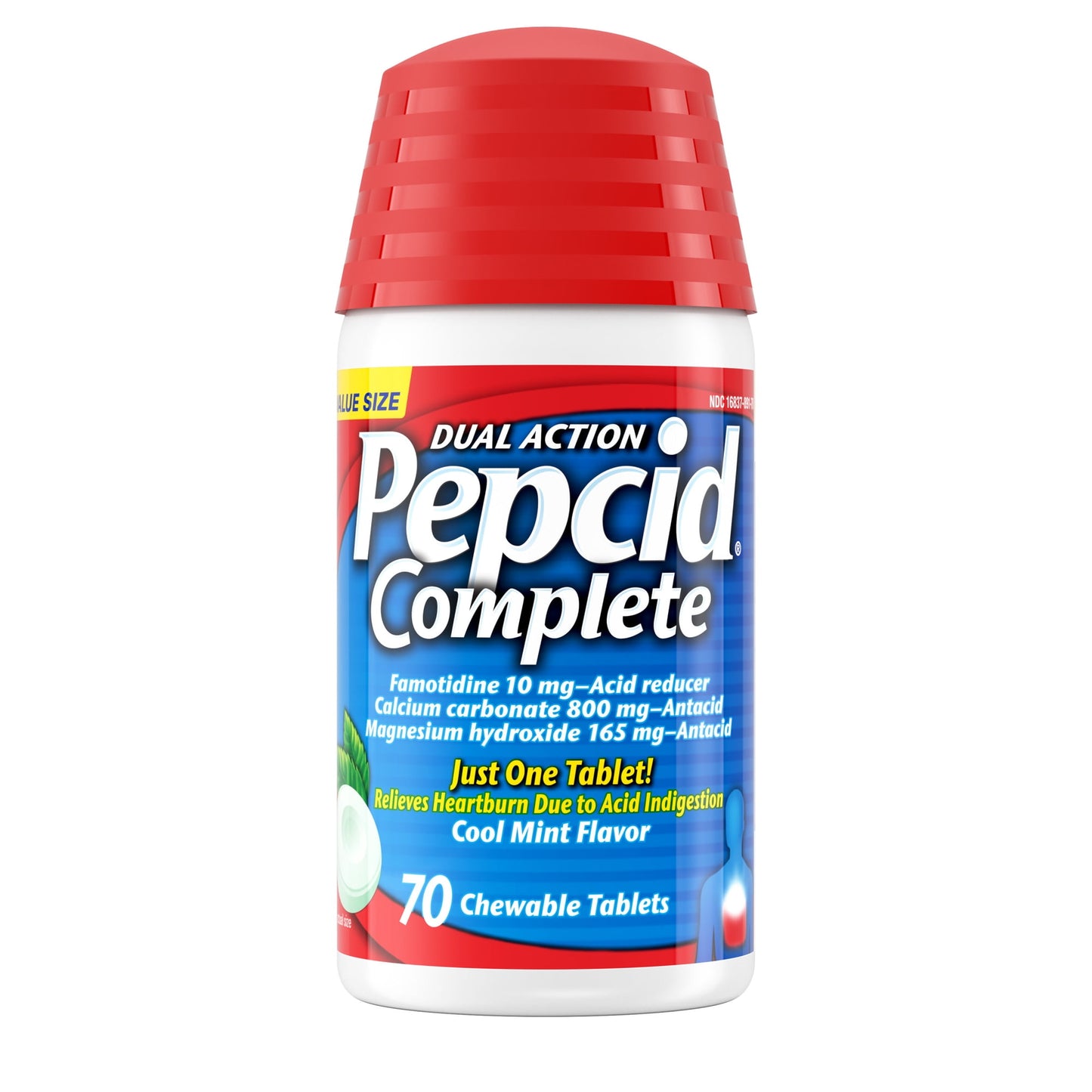 Pepcid Complete Acid Reducer + Antacid Famotidine Chews, Mint, 70 Count