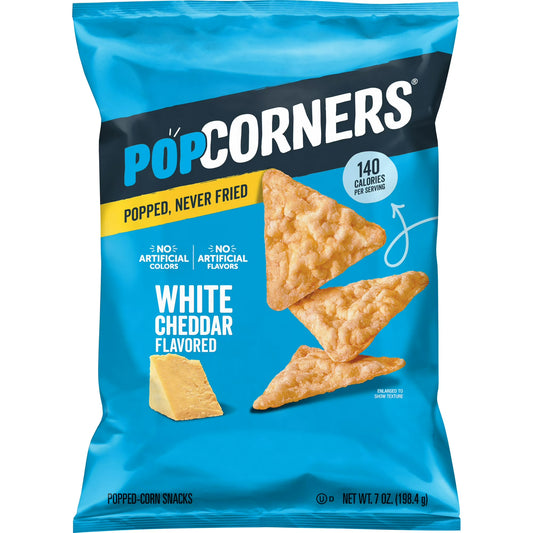 PopCorners No Artificial Colors or Flavors White Cheddar Popped Corn Chips Bag, 7 oz