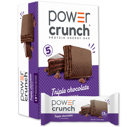 Power Crunch Protein Energy Bars, Triple Chocolate 1.4 oz, 5 Count Carton