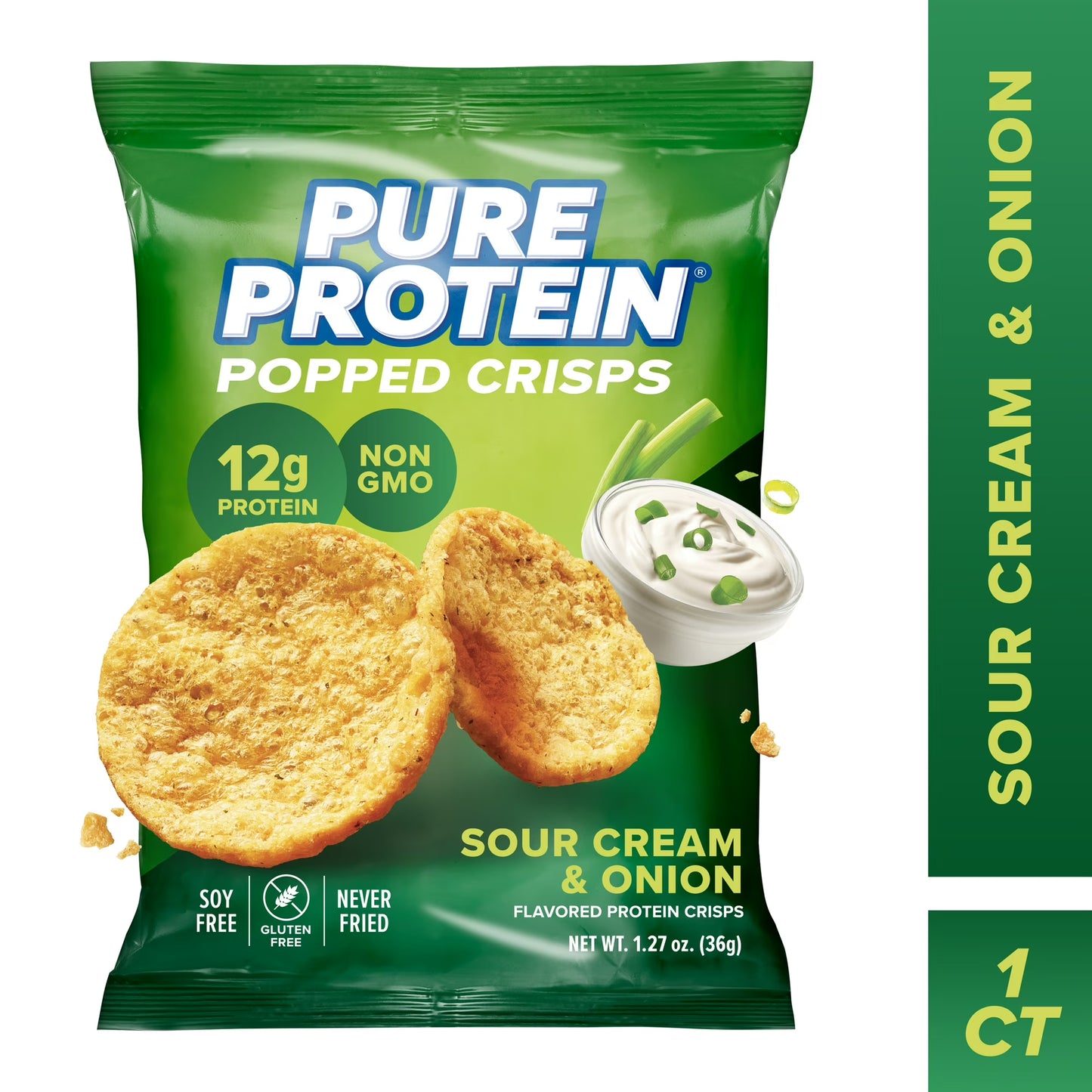 Pure Protein, Popped Crisps, Sour Cream and Onion Chips, 12g Protein, 1.27 oz