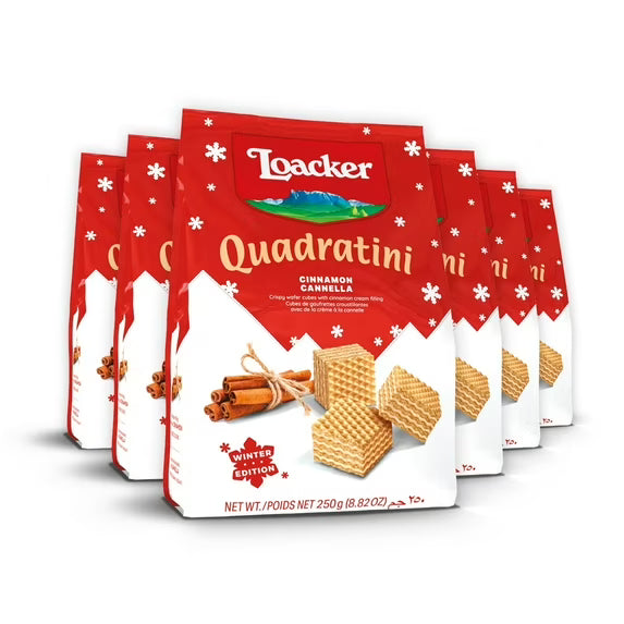 Quadratini Cinnamon, Bite-size Wafer Cookie, 8.82 oz, pack of 6