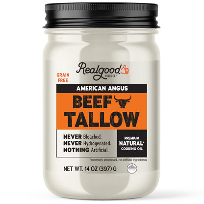 Real Good Foods Co. American Angus Beef Tallow Oil, 14oz Glass Jar