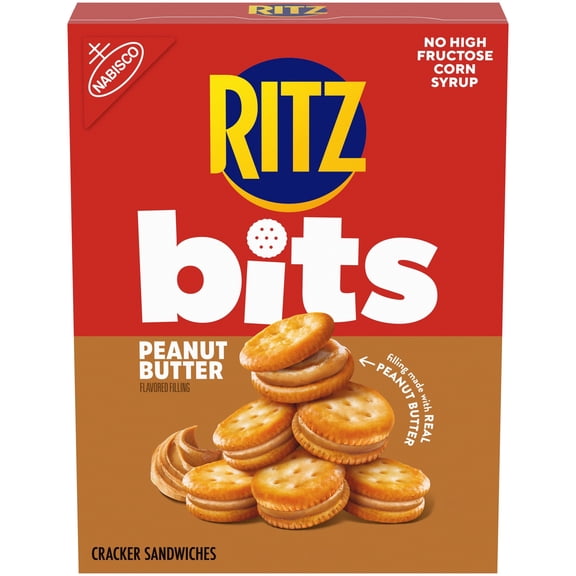 (3 pack) RITZ Bits Peanut Butter Sandwich Crackers, Snacks for Kids and Adults, Lunch Snacks, 8.8 oz