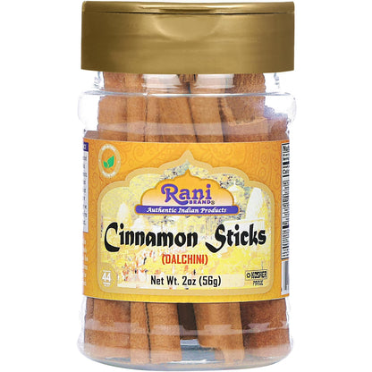 Rani Cinnamon Sticks 2oz (56g) ~ 10-13 Sticks 3 Inches in Length Cassia Round, PET Jar ~ All Natural | Vegan | No Colors | Gluten Friendly | NON-GMO | Kosher