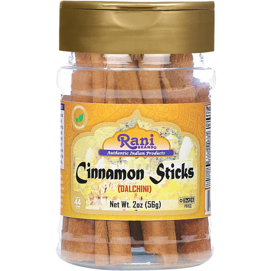 Rani Cinnamon Sticks 2oz (56g) ~ 10-13 Sticks 3 Inches in Length Cassia Round, PET Jar ~ All Natural | Vegan | No Colors | Gluten Friendly | NON-GMO | Kosher
