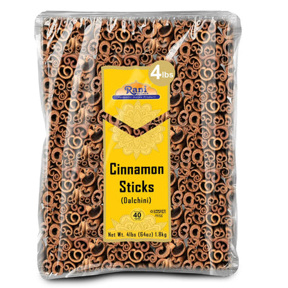 Rani Cinnamon Sticks 64oz (4lbs) 1.81kg Bulk Bag - 350-400 Sticks - Strong Aroma, Perfect for Baking, Cooking & Beverages | 3+ Inches Length - Cassia Saigon Cinnamon from Vietnam | Kosher
