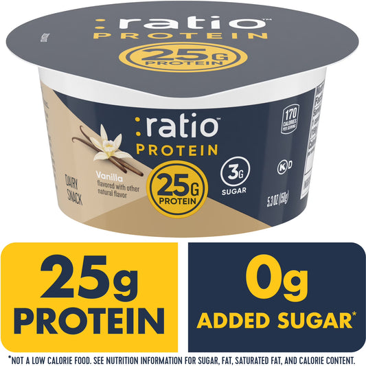 Ratio Yogurt Protein Cultured Dairy Snack, Vanilla, 25g Protein, 5.3 OZ