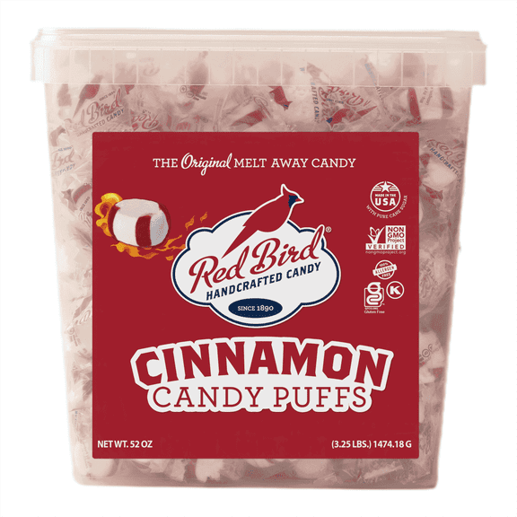 Red Bird Cinnamon Mints Individually Wrapped Candy, Allergen-Free, 52 oz Tub