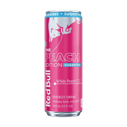 Red Bull Peach Edition Sugarfree Energy Drink, White Peach, 12 fl. oz. can, 114mg Caffeine