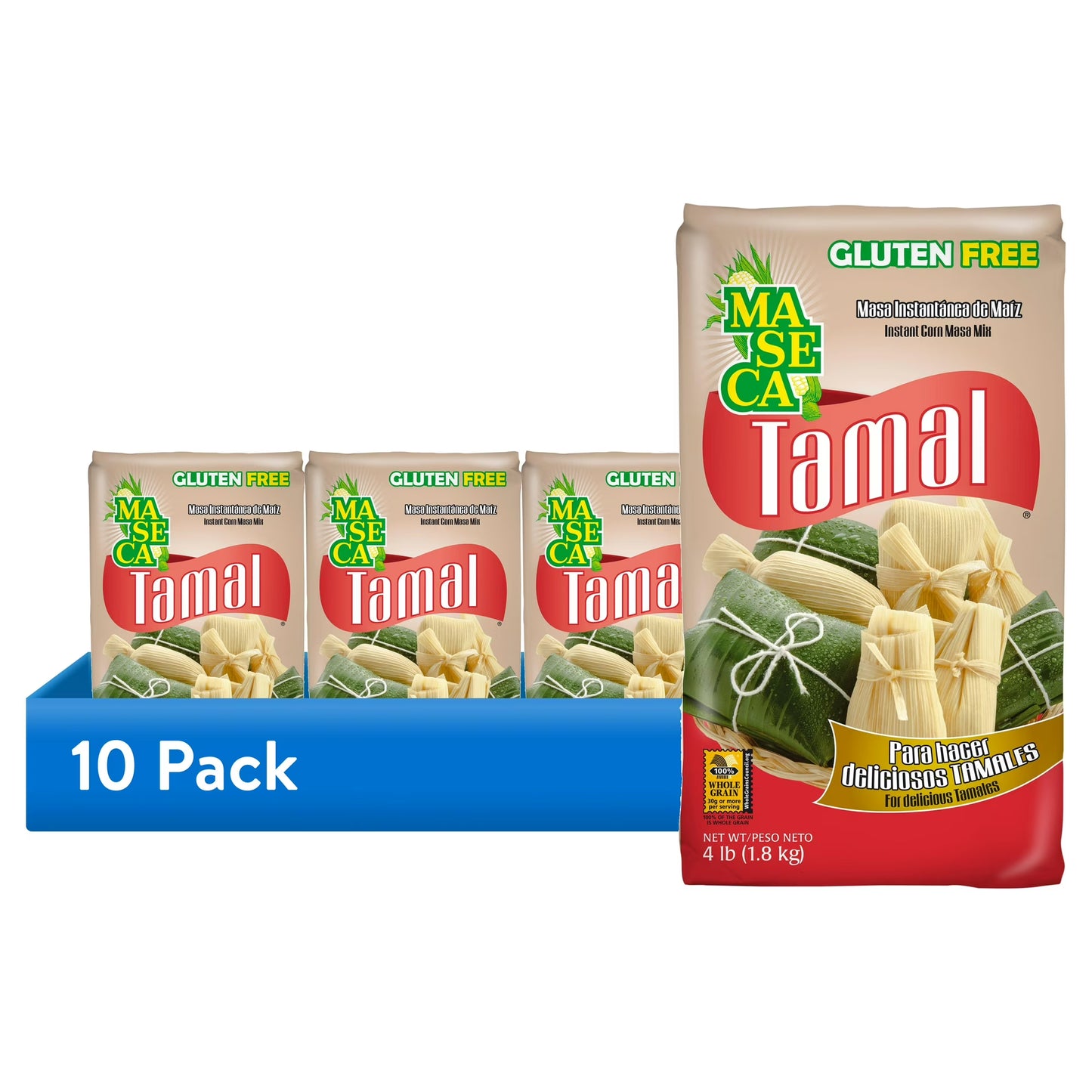 (10 pack) MASECA Tamal Instant Corn Masa Flour, 4 Lb Bag