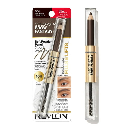 (2 pack) Revlon ColorStay Brow Fantasy, Eyebrow Pencil with Clear Shaping Gel, 003 Medium Brown