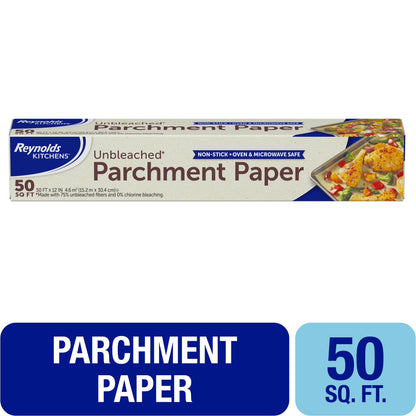 Reynolds Kitchens Unbleached Parchment Paper Roll, 50 feet x 12 inches, 50 Total Sq. ft.