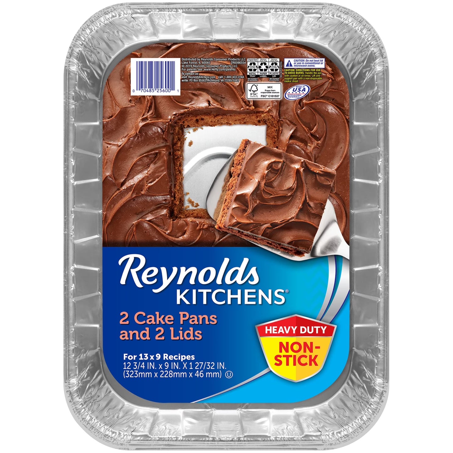 Reynolds Kitchens Non-Stick Disposable Aluminum Baking Pans with Lids, Blue, 13 x 9 in., 2 Count pack of 4