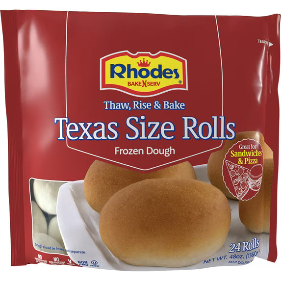 Rhodes Bake-N-Serv Frozen White Texas Rolls 48 oz Bag, 24 Large Dinner Rolls