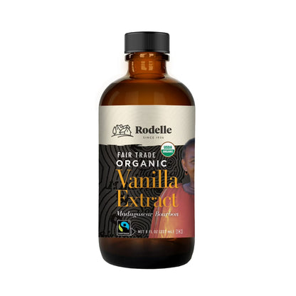 Rodelle Organic Fairtrade Pure Vanilla Extract, Gluten-Free, Vegan, 8 fl oz