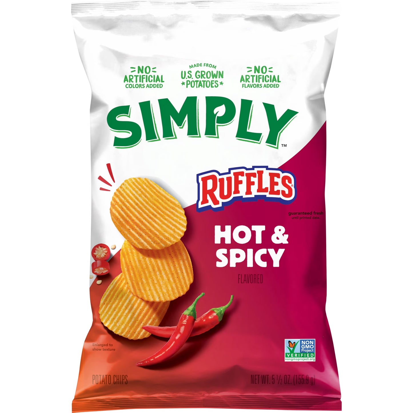 Simply Ruffles Hot and Spicy Potato Chips, 5.5 oz