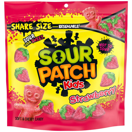 SOUR PATCH KIDS Strawberry Soft & Chewy Gummy Candy, Share Size, 12 oz