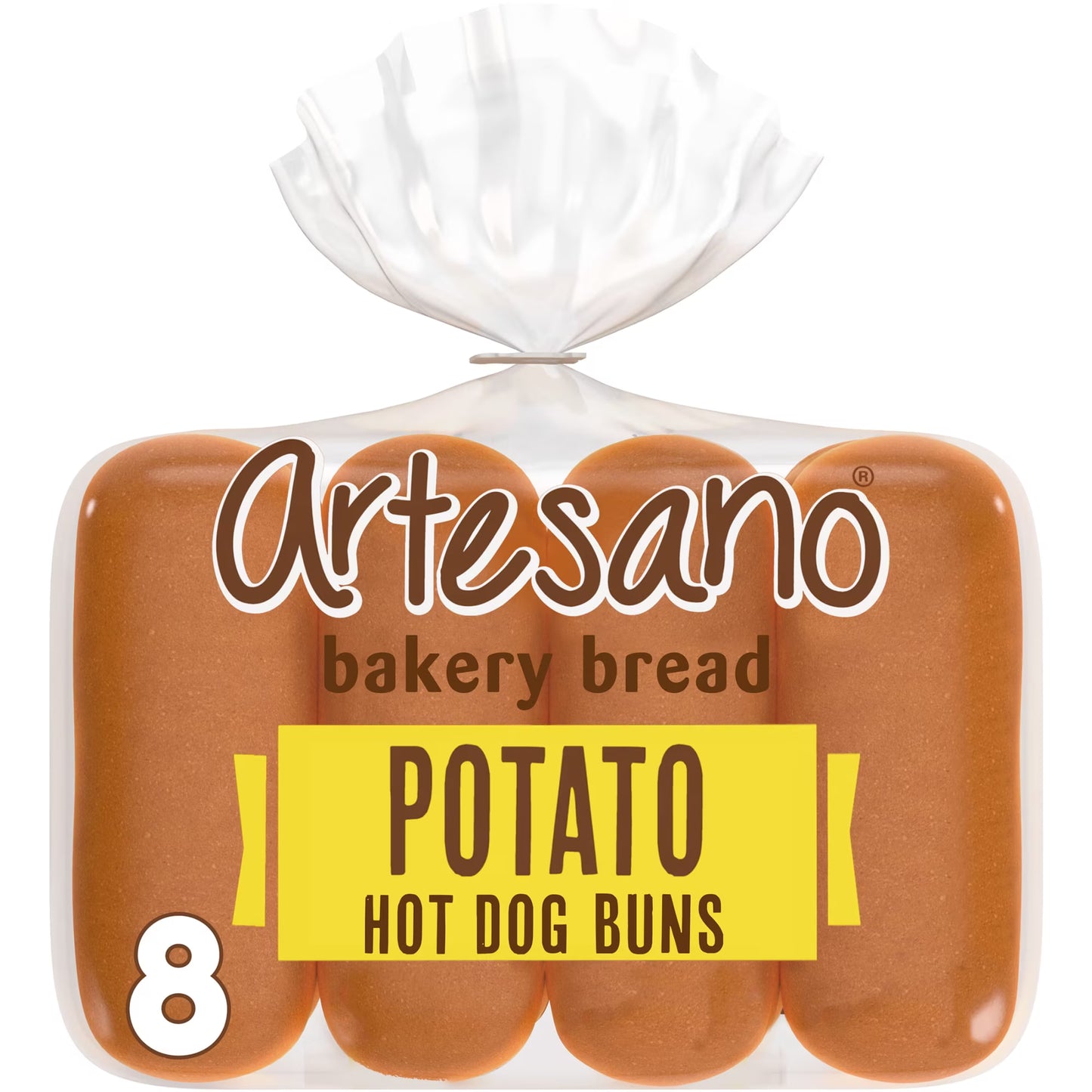 Artesano Potato Hot Dog Buns, 8 count, Hot Dog Buns, 16 oz Bag