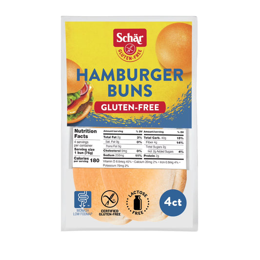 Schar Gluten Free Hamburger Buns, Shelf-Stable, 10.6 oz (4 Count)