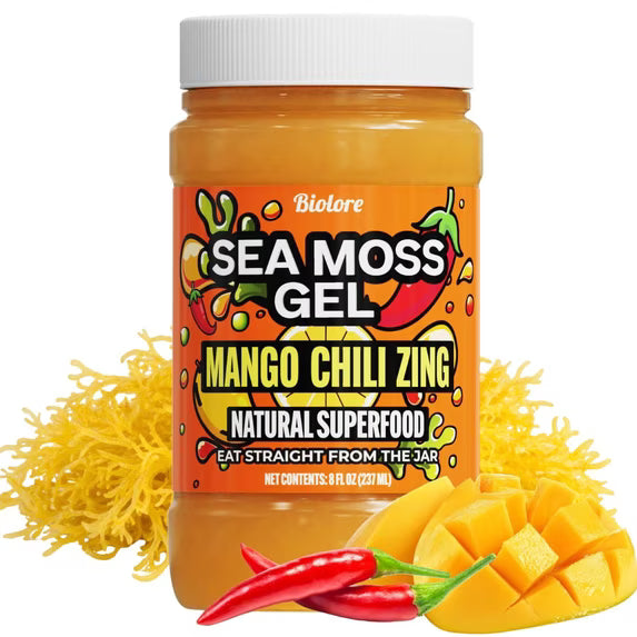 Sea Moss Gel – Mango Chili Zing 8oz Raw Wildcrafted Irish Sea Moss, Vegan Superfood, Essential Vitamins & Trace Minerals, Jam, Jelly & Spread Gifts, Made in the USA