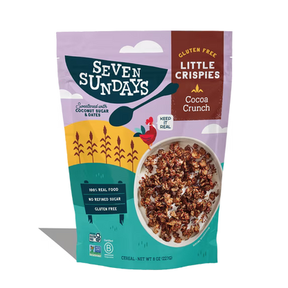 Seven Sundays Little Crispies Cocoa Crunch Breakfast Cereal, Gluten-Free, Crisp Texture, 8 oz