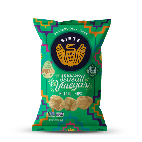 Siete Kettle Cooked Potato Chips Serrano Sea Salt & Vinegar - 5.5 oz
