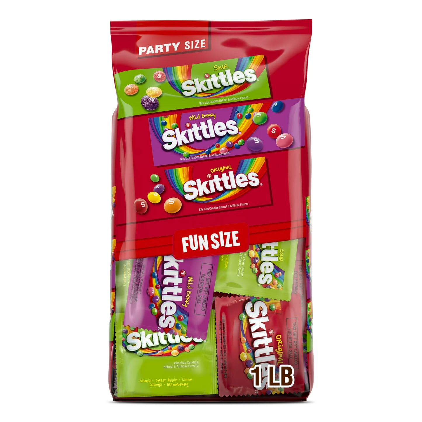 Skittles Original, Wild Berry & Sour Fun Size Chewy Candy, Party Size - 26.46 oz Bulk Bag