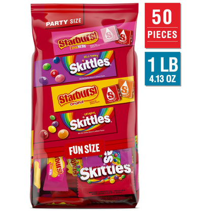 (3 pack) Skittles & Starburst Fun Size Chewy Candy Variety Bag, Party Size - 20.13 oz Bulk Bag