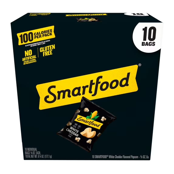 Smartfood Popcorn White Cheddar Flavored Popcorn Snacks, 0.625 oz Bags, 10 Count Multipack