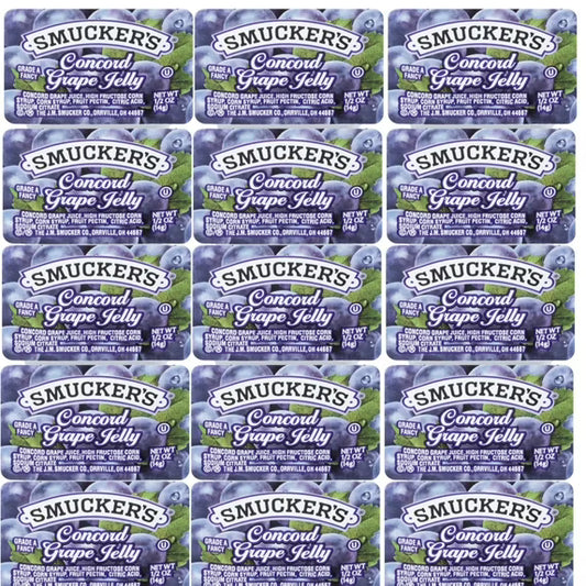 Smucker's Concord Grape Jelly 30 Count – 0.5 oz Single-Serve Cups, Back to School, Lunchbox Snacks, Portion Control, Shelf-Stable, Breakfast, Travel-Ready Jelly