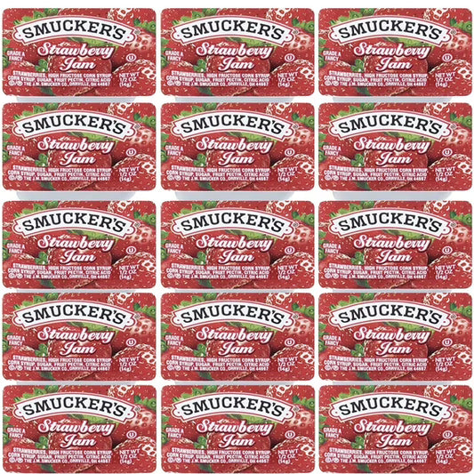 Smucker's Strawberry Jelly, 30 Count, 1/2 oz Cups – Back to School, Lunchbox Snacks, Kids Favorite, Single-Serve, Portion Control, Breakfast, Shelf-Stable, No Refrigeration