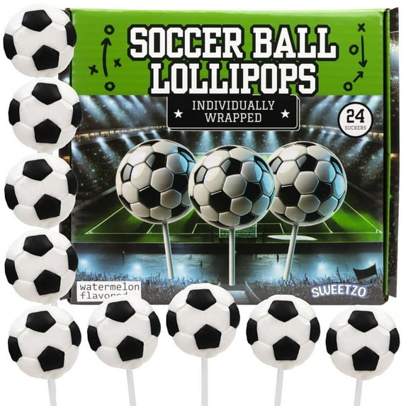 Soccer Ball Lollipops, Birthday Party Candy Favors, 24 Count Box, 10.16 Ounces